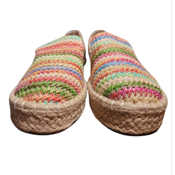 Joie Cara Colorful raffia espadrilles Woven Platform Sz9 Boho Coastal Cool Beach - Picture 2 of 8